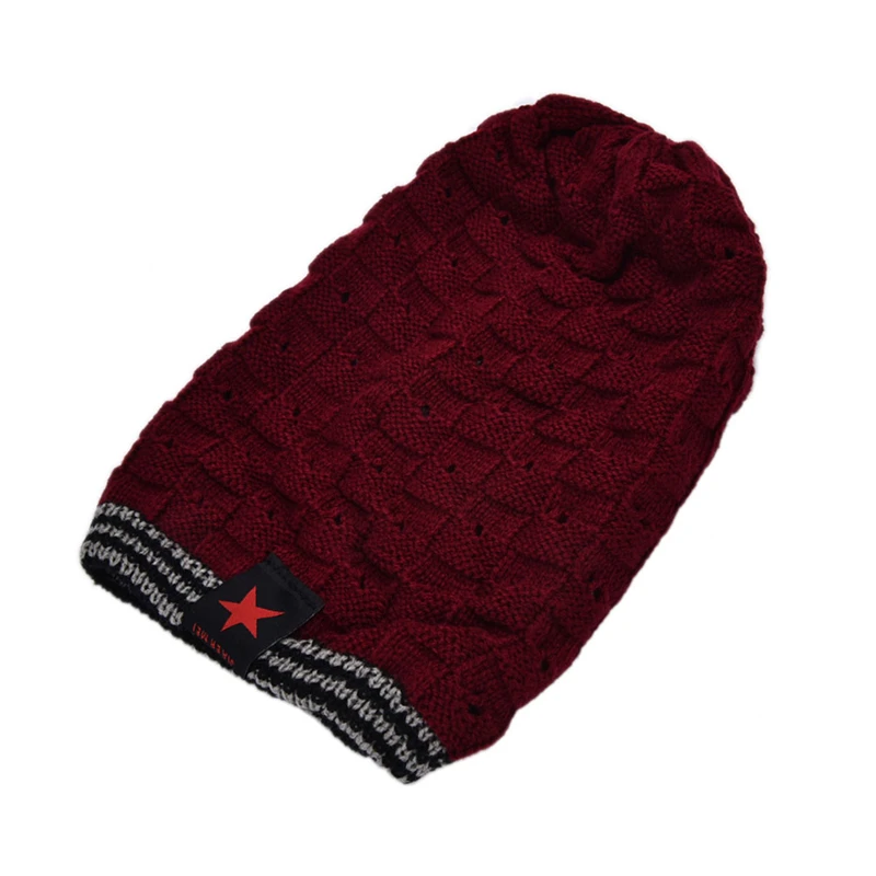 Для мужчин шапочки вязать Skullies В Капот Шапки шапки меха мешковатые теплая