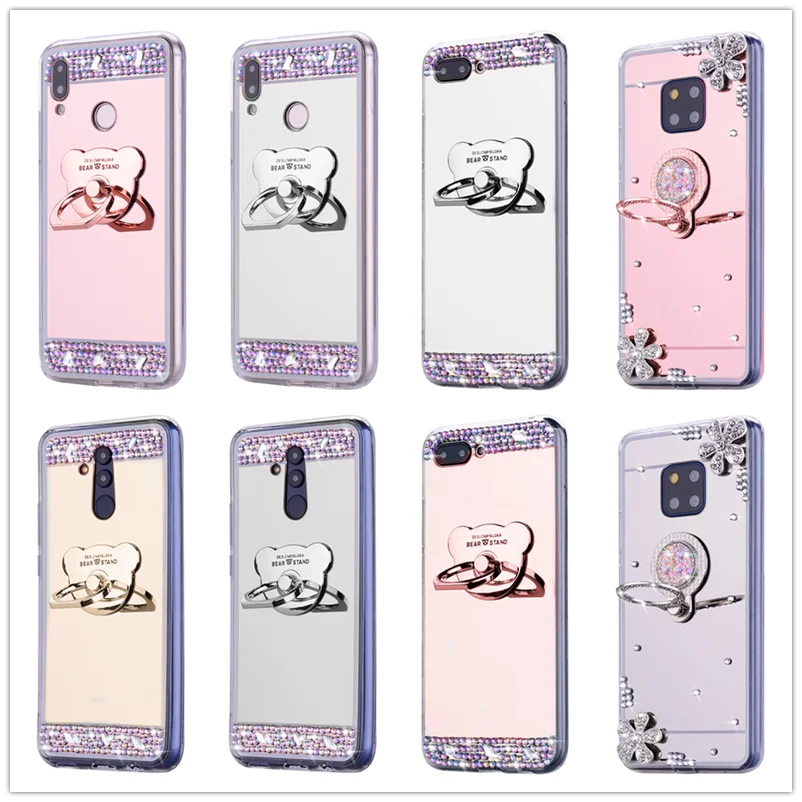 

3d bling Mirror Stand Holder Case For Huawei P20 Pro P10 P8 P9 Lite 2017 Honor 10 9 8 Lite 7A 7C Pro Y5 Y6 Prime Y9 2018 Cover
