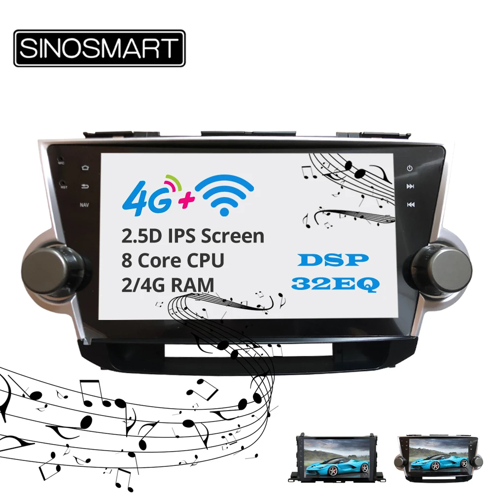 Sale Sinosmart  Android 8.1 2Din IPS/QLED 2.5D screen car gps multimedia radio navigation player for Toyota Highlander 2009-2015 0