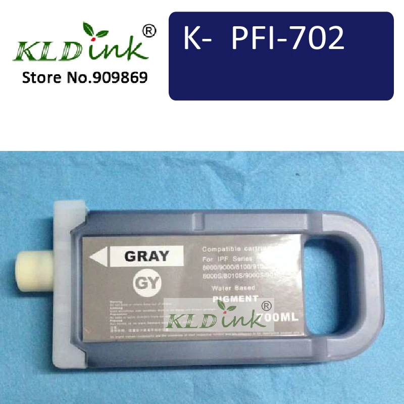 

KLDINK - PFI-702GY Gray Ink Cartridge ( PFI702 2221B001 Ink) Compatible with imagePROGRAF iPF8100 / iPF9100 printer