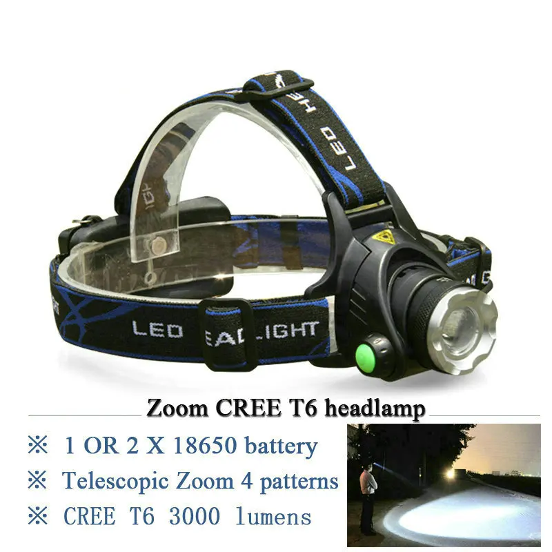 

2017 new Zoomable powerful headlamp CREE XML T6 L2 Headlight 4 mode Head Flashlight LED Head Lamp 18650 Rechargeable Lantern