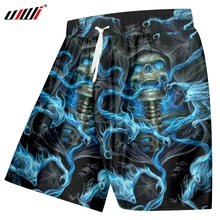 UJWI, 3D шорты, мужские, крутые, с принтом, синие, для курения, с черепом, мужские, для бодибилдинга, для фитнеса, брюки, Homme, эластичная талия, пляжные шорты