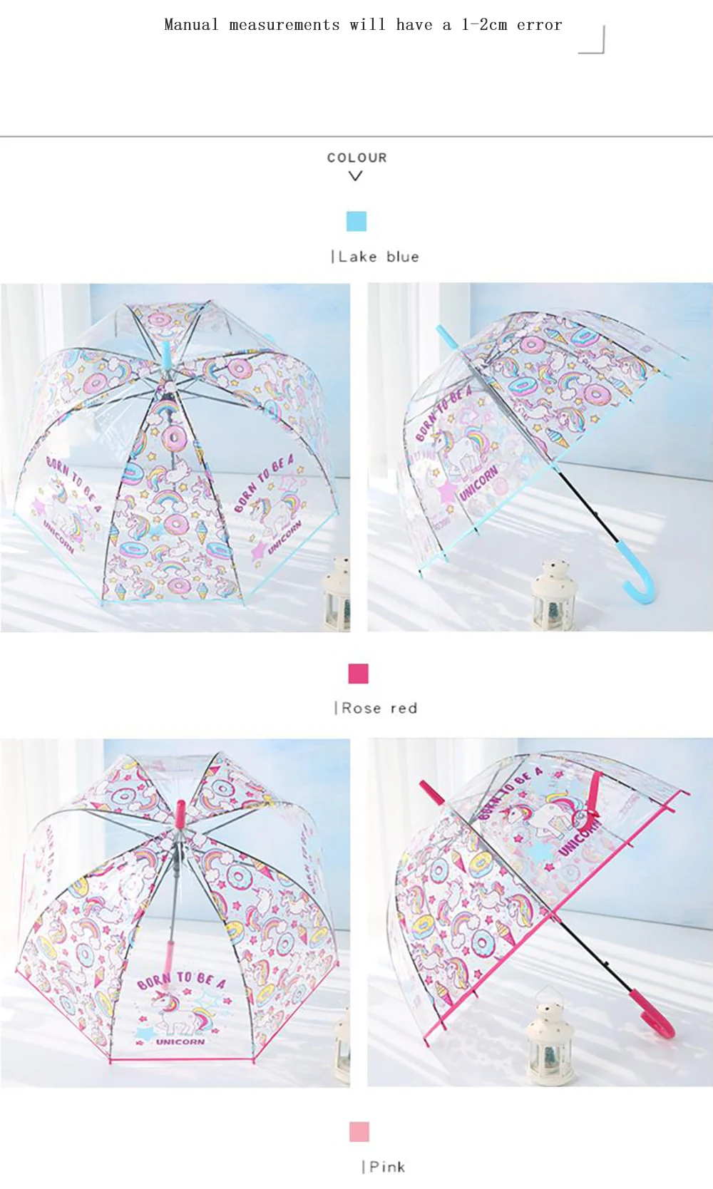 Liberainy Простые Модные всепогодный прекрасный единорог детей длинной ручкой прозрачный зонтик