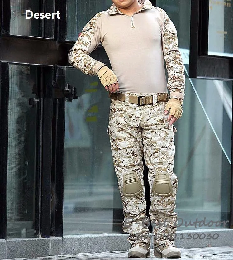 AichAngeI тактическая камуфляжная военная форма костюм для мужчин США армейская одежда военная боевая рубашка+ брюки карго наколенники
