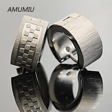 AMUMIU 316l нержавеющая сталь тусклая полированная маленькая квадратная Мужская широкая серьга для коровы мальчика,, HZE003