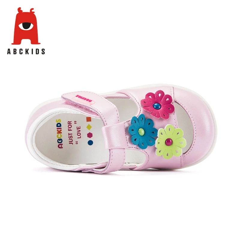 ABC KIDS Spring Children's Shoes for Girl Leather Shoes Breathable Anti-Slip Casual Walking Shoes with Floral Sneakers Soft 