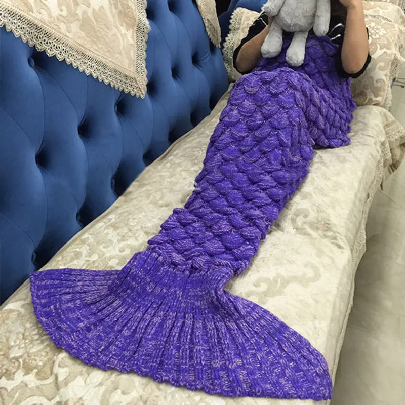 CAMMITEVER одеяло «хвост русалки», шерстяное одеяло для дивана, для взрослых и детей, для отдыха, для сна, красочное одеяло s - Цвет: Violet