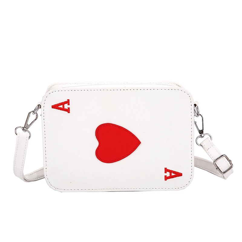 Женская Корейская забавная сумка-мессенджер, сумка на одно плечо, игральные карты, принт в виде сердца, на молнии, кубики, женская сумка через плечо - Цвет: 1