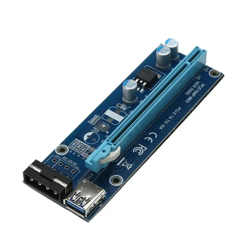 PCI-E Riser Card PCI Express 1X to 16X Adapter SATA 4Pin Molex Power USB 3.0 Cable for Miner Bitcoin Mining BTC