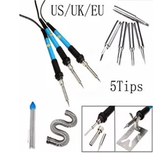 110 В/220 В 60 Вт Регулируемый Электрический Температура пистолет Сварка паяльник инструмент с жестяной Провода и 5 советы