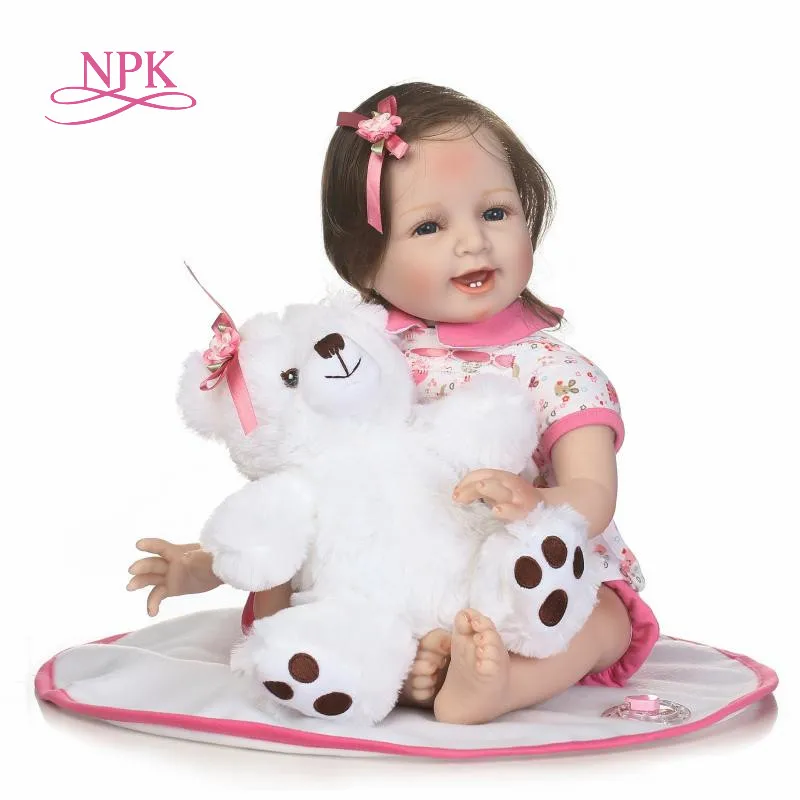 Мягкая силиконовая кукла реборн NPK 55 см игрушки для девочек 22 дюйма новорожденные