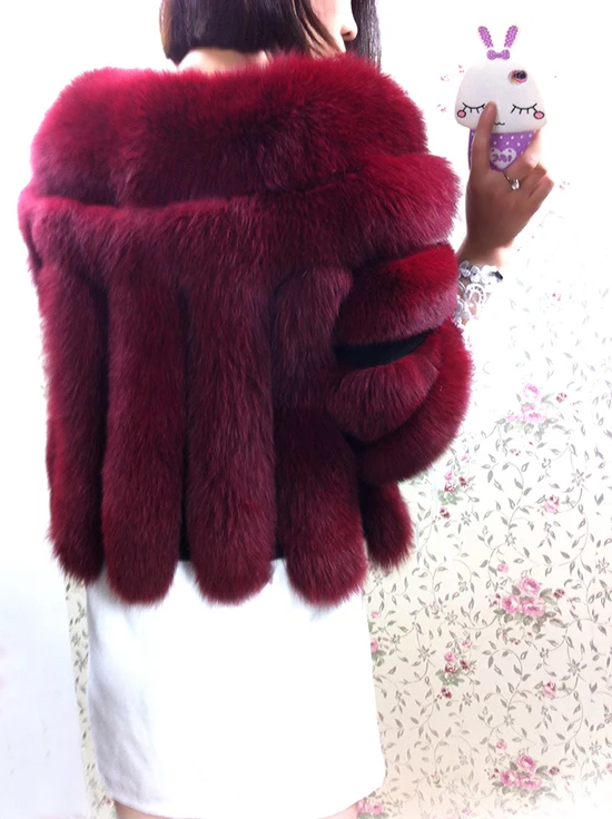 Fursarcar зима естественно натуральным лисьим мехом пальто Новинки для женщин модные толстые теплые короткие Меховая Куртка Верхняя одежда