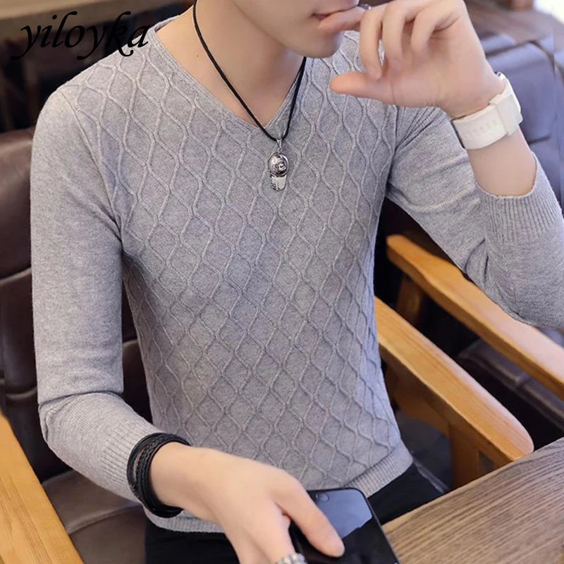 

New Winter Cashmere Warm Sweater Men Clothes For Autumn Men's Sweater Jersey Hombre V-Neck Pullover Knitted Sweaters For Men