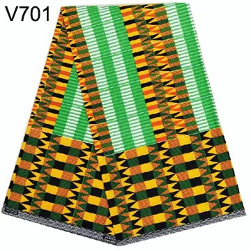 Зеленая Анкара африканская вощеная ткань принтом воск java ткань высокого качества цена прямая с фабрики - Цвет: V701