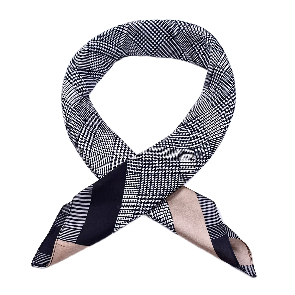 Soft Polyester Silk Womens Head Scarfs Fashion Print Art Christmas Gift Ball Neck Square Scarf Girls Hair Scarf Head Scarfs For Women Multiple Ways Of Wearing Daily Decor