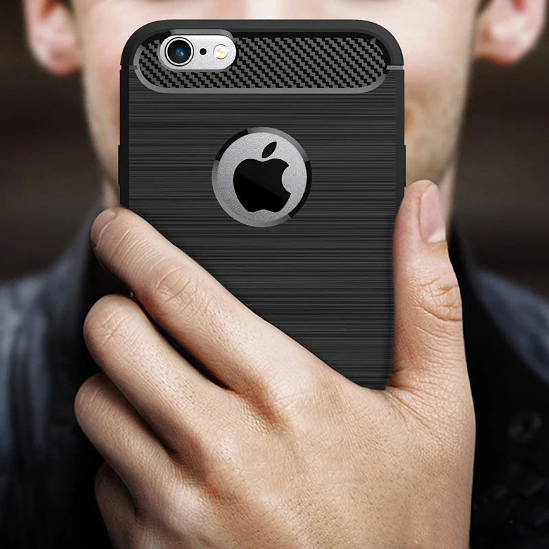 

Brushed Silicone Carbon Fiber Cases For iPhone 6 6s Plus Shockproof Soft TPU Smartphone Case For iPhone 7 8 Plus Cover