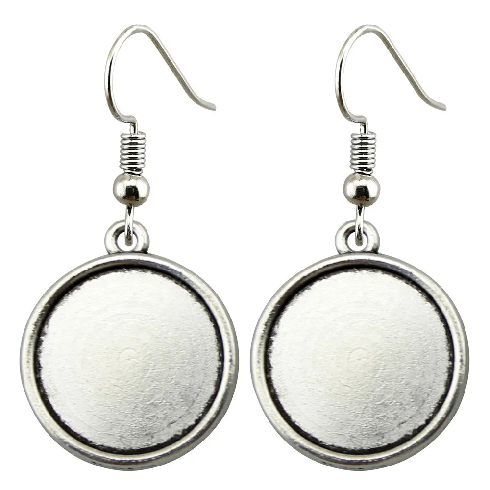 3 Pairs Fit 18mm Round Glass Cabochon Earring Settings Tray Earring Hooks Diy Earrings Base Bezels for Handmade Jewelry Making Jewelry Findings