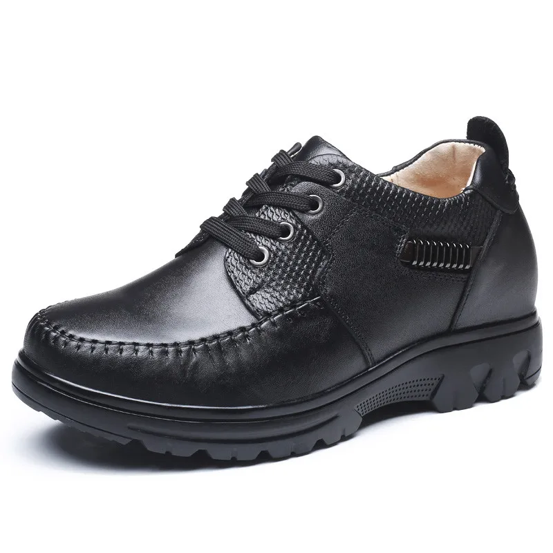 

Fashion New Black Casual Breathable Men's Leather Shoes Get Taller 7cm Height Increasing Elevator Shoes For Business