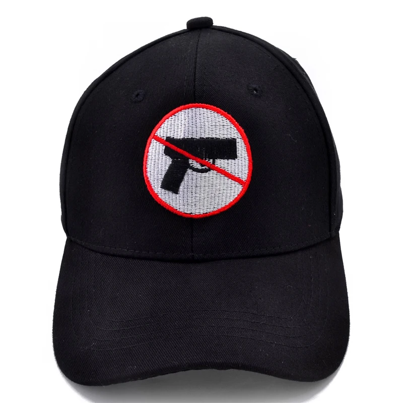 

BAN GUNS Letter Baseball Caps Snapback Bone dad Cap attenion criminal cap gun free zone this is gun-free building Hats For Peace