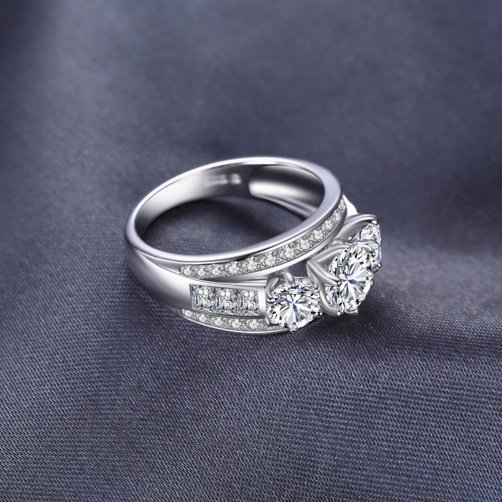 BLUE VOLGA Luxury 3ct Cubic Zirconia Finger Ring 3 Stone 925 Sterling Silver Anniversary Wedding Rings For Women Fine Jewelry Fine Jewelry