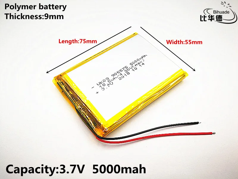 

Liter energy battery Good Qulity 3.7V,5000mAH 905575 Polymer lithium ion / Li-ion battery for tablet pc BANK,GPS,mp3,mp4