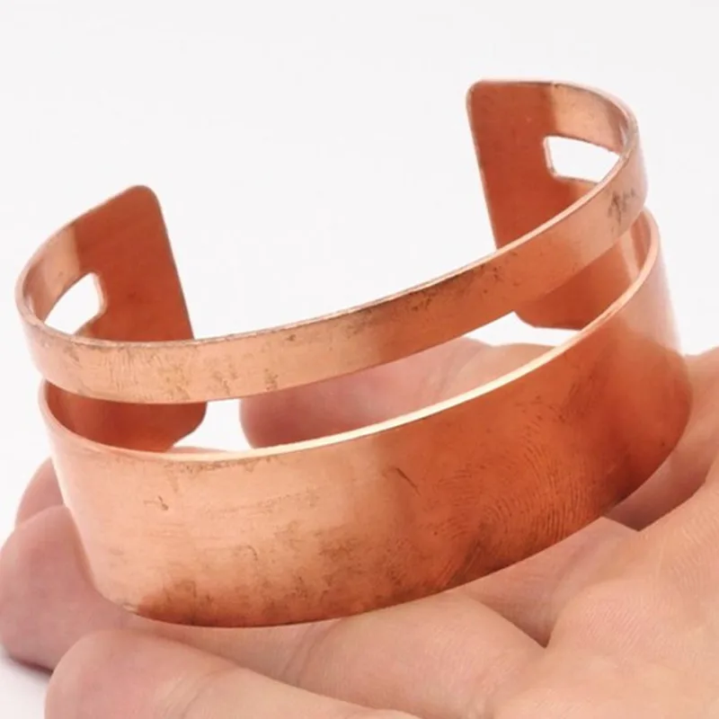 

... 2pcs Raw Copper Cuff Bracelet Bangles --10 size choose
