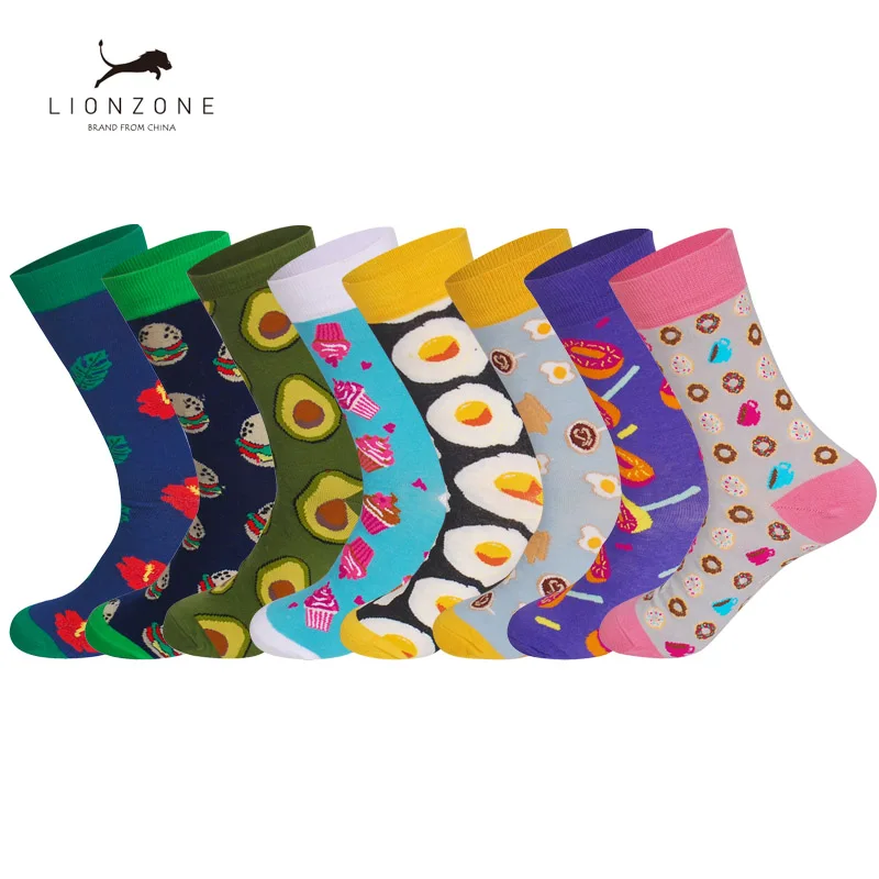 

8Pairs/lot Unisex Happy Socks Men&Women Art Abstraction Creative Foods Pattern Sock Fashion Neutral Funny Socks for Spring