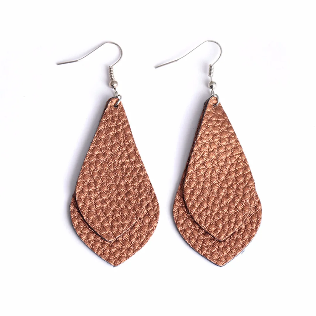 Bohemian PU Leather Long Drop Earrings For Women Trendy Statement Multi Layer Water Drop Earring oorbellen Jewelry Shellhard