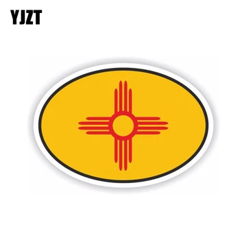 

YJZT 10.5CM*7.1CM Creative New Mexico Flag oval Decal Car Sticker Helmet Accessories 6-1690