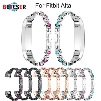 

High Quality Genuine Women Girls Watch Bracelet wrist Band Strap For Fitbit Alta Alta HR with diamond Watchband Correas de reloj