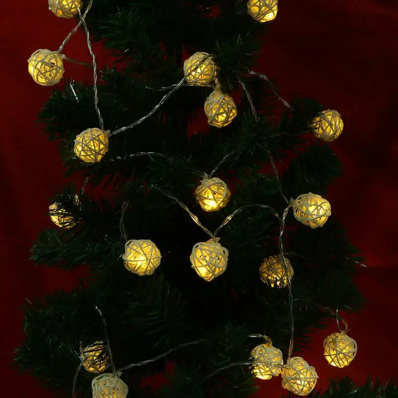 

20LED Rattan LED Ball LED String Lighting Christmas Light String For Wedding Party Christmas New year Decoration Lights