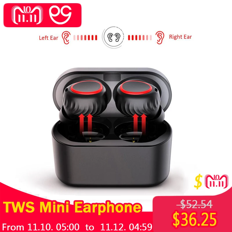 

OGV Mini TWS Wireless Headphones Bluetooth V5.0 Stereo Sweatproof with Mic Earbuds Charging Case For IPhone Android Earphone