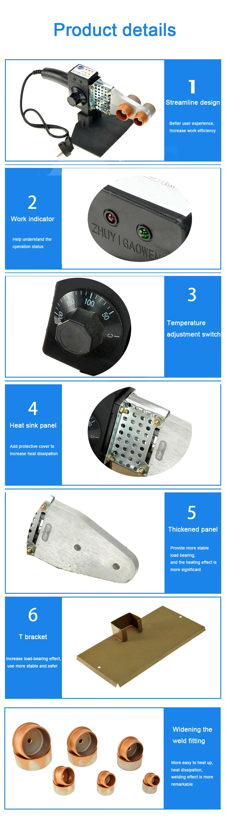 600-800 Вт AC220V 20-63 мм " PPR ПВХ ПБ ПЭ водопровод контроль температуры термосварки расплава разъем для машины сварочный аппарат