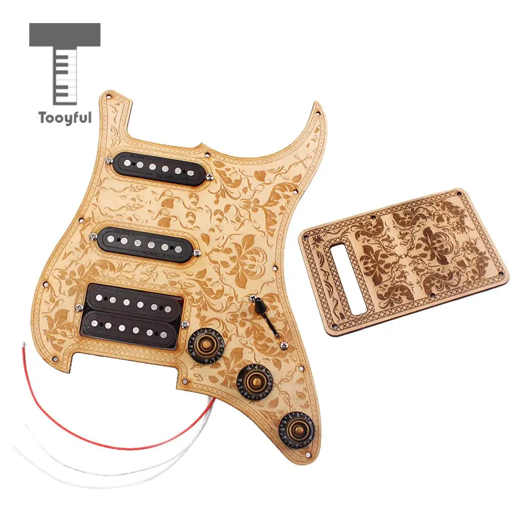 Tooyful Maple Wood SSH Prewired Alnico V Humbucker Pickup Pickguard Scratch Plate Set for Electric Guitar Replacement Parts