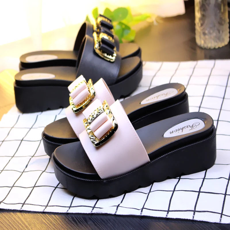 cartoon hat decoration platform sandals women bowtie gladiator sandalias summer wedges shoes woman high heels slippers slidey446