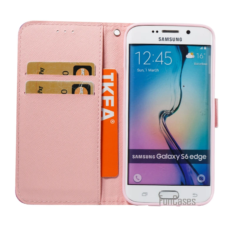 Leather Wallet Flip Marble Case For Samsung Galaxy S6 Edge Phone Cover Accessory For sansung samsun sumsung sumsang