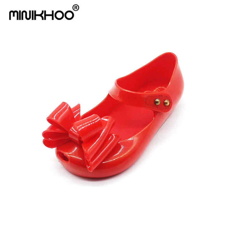 Мини Мелисса мини три банта силиконовые сандалии для девочки новые детские сандалии для девочек обувь желе детские сандалии - Цвет: Red