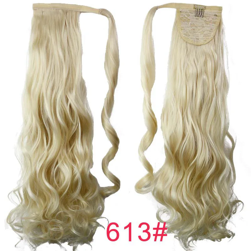 MSIWIGS False Hair Wrap On Magic Tape Synthetic Wavy Women's Ponytail Hairpieces Heat Resistant Natural Clip In Hair Extension