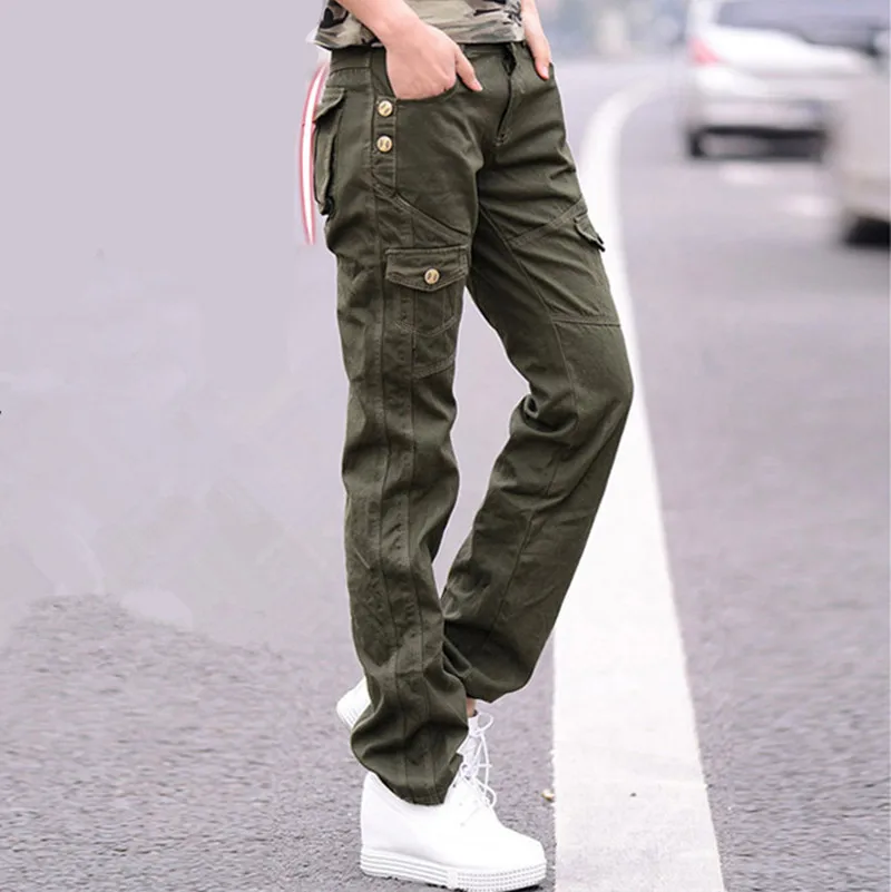 Women Military Cotton Cargo Pants Ladies Casual Winter
