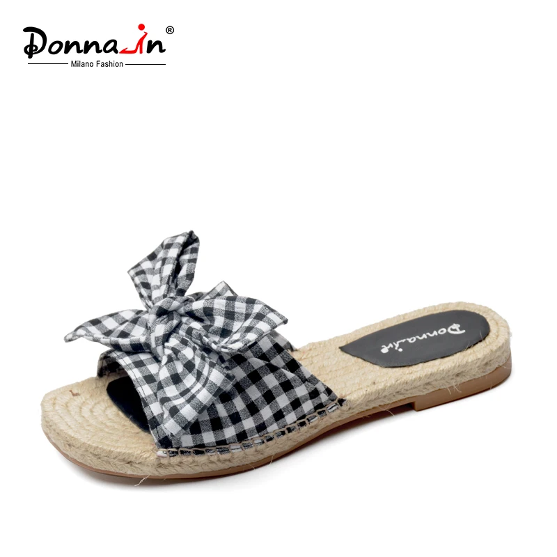 

Donna-in Fashion Flip Flops Women Flats Beach Slippers Bow-knot Flowers Outdoor Weave Ladies Shoes for Summer Free Shipping