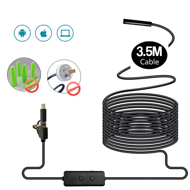 F160 3.5m hard cable wifi  borescope inspection camera wifi endoscope no battery camera HD720P smartphone inspection camera