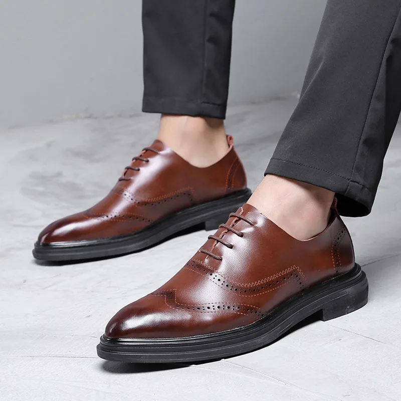 Chaussures Pour Robe Mariage Affaires Cuir Appartements Formelle À En marron Noir Lacets Hommes Dxkzmcm De Véritable X1nvXg