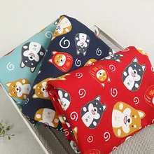 Комплект из 3 полных кварталов/Kawaii японский Шиба ину хлопок лен швейная ткань