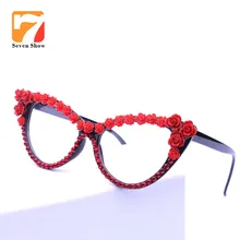 Барокко модные цветочные женские очки оправа прозрачные очки для глаз кошки оправа с прозрачными линзами очки вечерние украшения