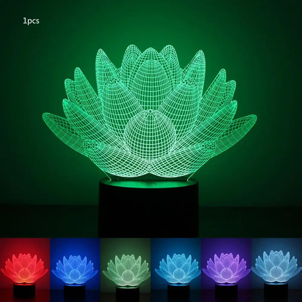 Colorful 3D Night Light Lotus Eye Care LED Bedside Lamp Home Decoration Birthday Gift | Лампы и освещение
