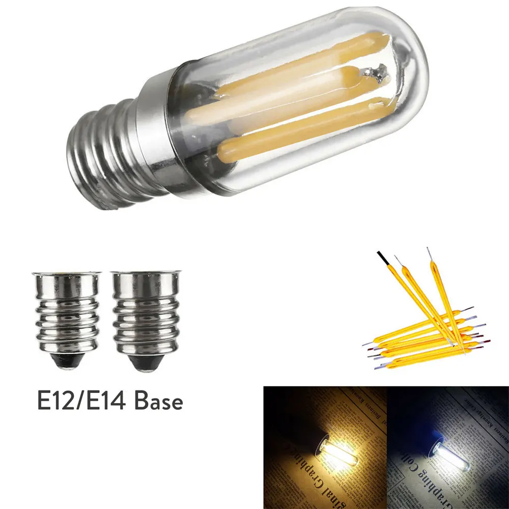 Dimmable Mini E14 E12 LED Fridge Freezer Filament Light COB Bulbs 2W 4W Lamp RK 