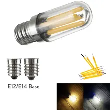 Mini E14 E12 LEVOU Frigorífico Congelador Luz Filamento COB Dimmable Lâmpadas 1 W 2 W 4 W Lâmpada Quente/ lâmpadas de Iluminação Branco frio