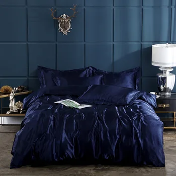 

Black White 2019new Bedding Sets King Double Size Satin Silk Summer Used Single Bed Ice silk Luxury Bedding Kit Duvet Cover set
