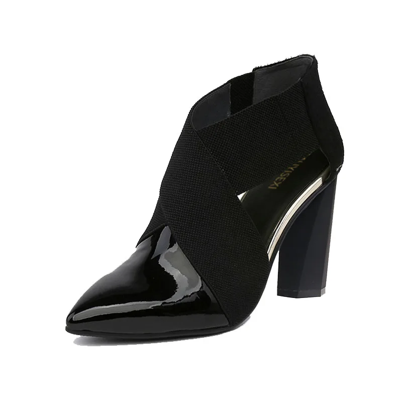 Женские туфли-лодочки; острый носок; коровья кожа+ конский волос; Высокий каблук 9 см; D'Orsay; Дизайнерская обувь из двух частей; HL67 muyisxi