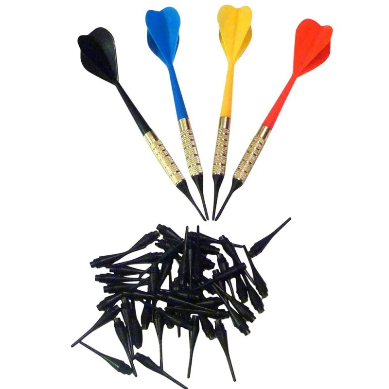 

High Quality 50pcs/set 2BA/6mm Groove 28/25/23/ 20mm Nylon Soft Tip Dart Points Electronic Darts 50 White 50 Black